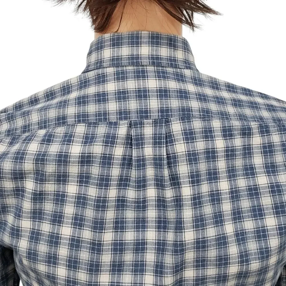 J. Crew Shirting Slim Fit Shirt Blue Plaid Check Long Sleeves Button down Size S